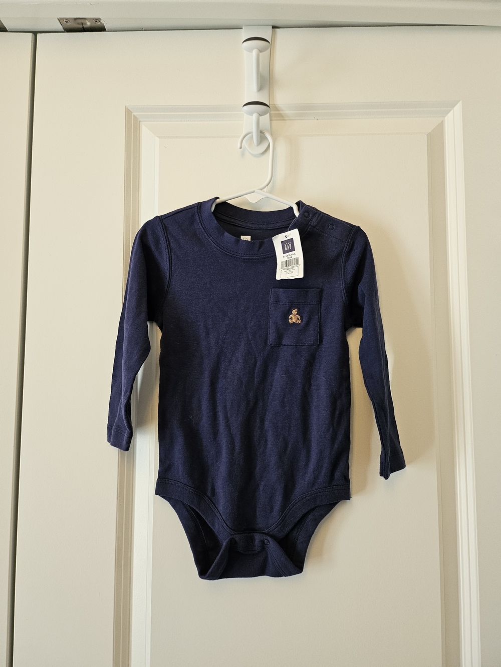NEW GAP Infant Navy Long Sleeve Bodysuit with Pocket 18-24m
